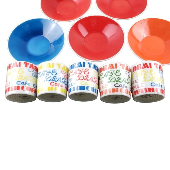 Royal Crown Demitasse Coffee Espresso Cups Saucers Retro Groovy Mod Set 5 Kitty - Picture 5 of 7